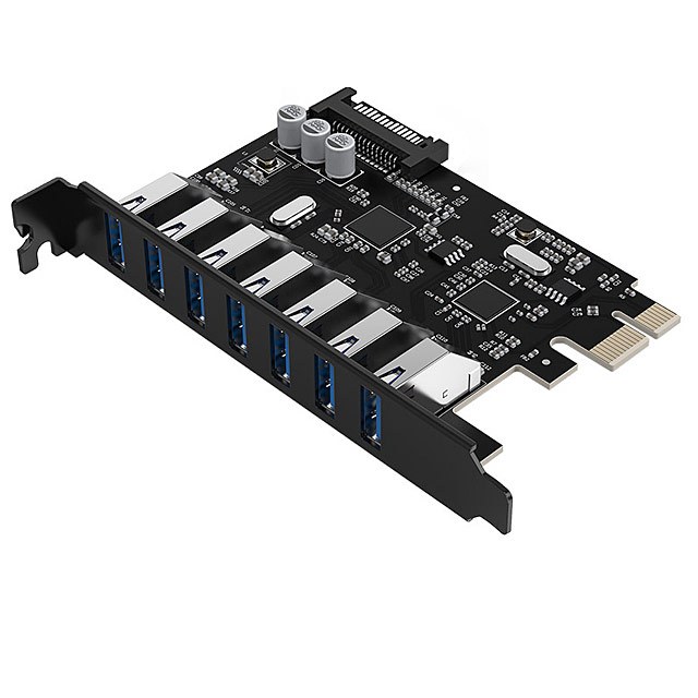 ORICO SuperSpeed USB 3.0 7 พอร์ต PCI-E Express การ์ด 15pin SATA Power Connector PCIE อะแดปเตอร์ (PVU