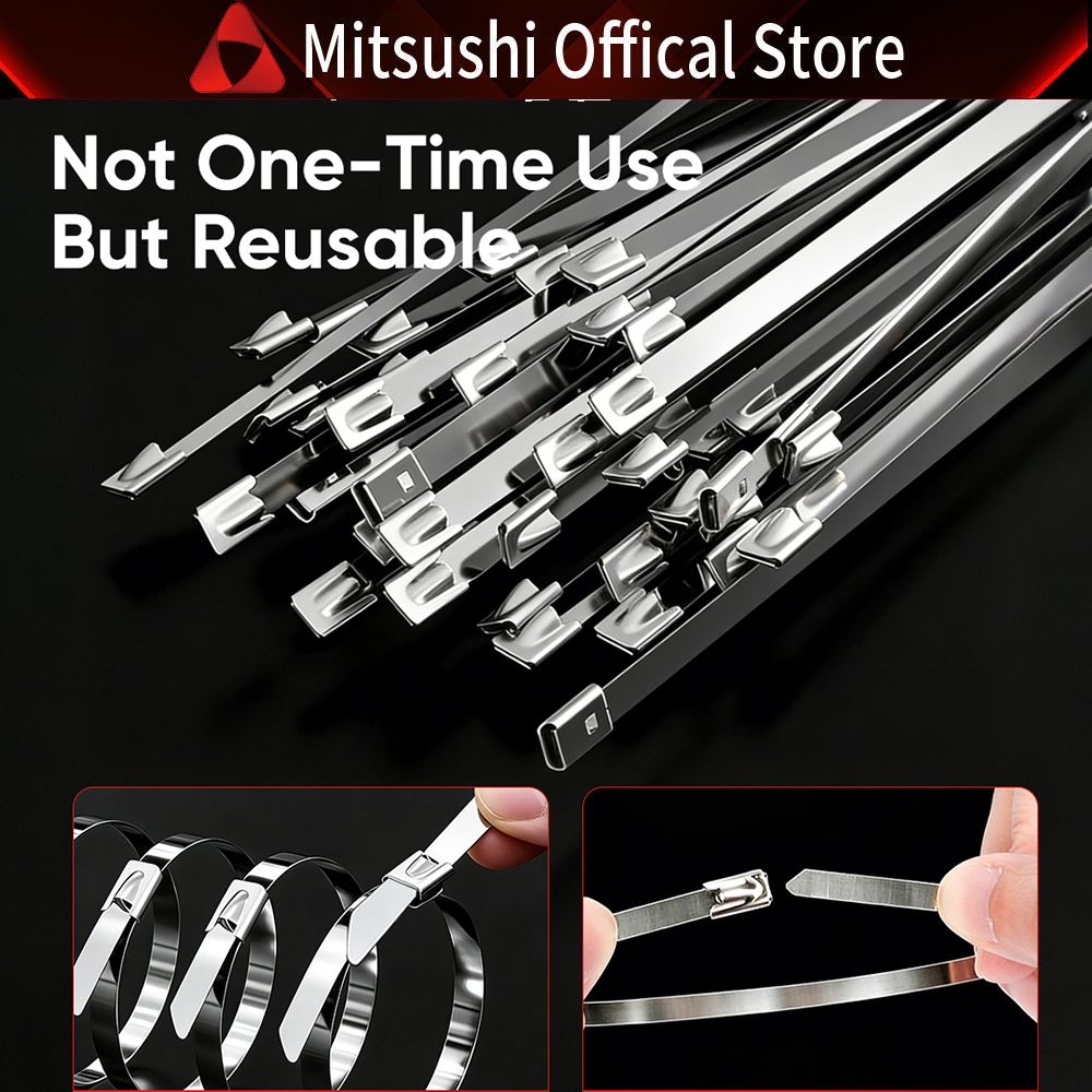 Mitsushi สแตนเลส Zip Ties 20 ชิ้นล็อคซิปผูกสายสายสายลวดสาย Zip Ties ขนาดต่างๆ