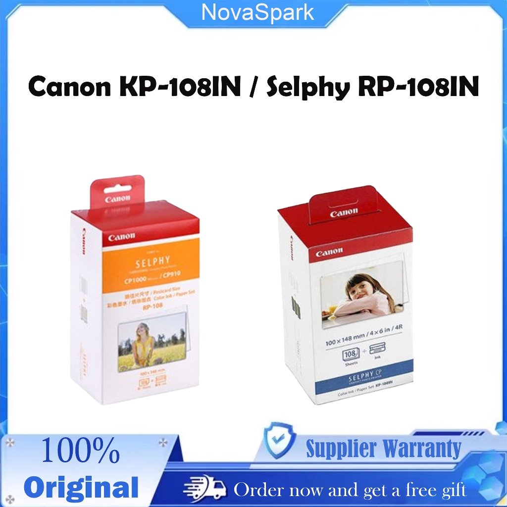 Canon KP-108IN ชุดกระดาษภาพถ่ายหมึกสี Selphy RP-108IN 3115B001(108 ชิ้น)