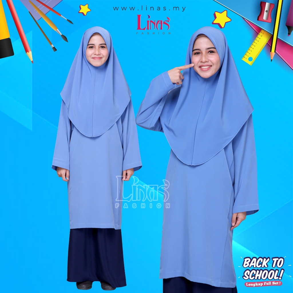 LIDAS FASHION BLUE SCHOOL KURUNG เสื้อ SCHOOL UNIFORM