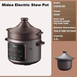 Midea Electric Stew Pot Automatic Ceramic & Purple Clay Slow Cooker for Soup Stew Multi-Functional