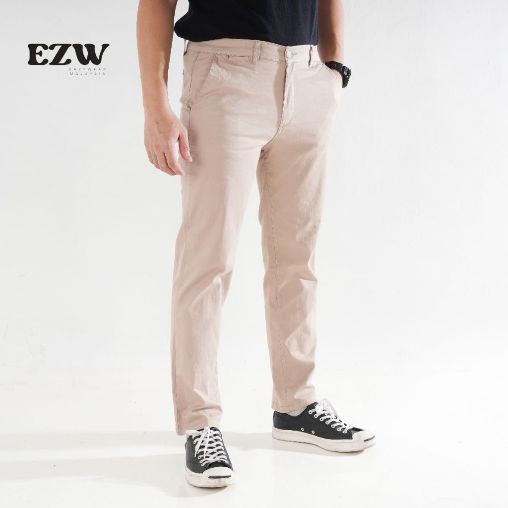 EZW Slack Pants Men Straight Cut Cotton Seluar Straight Cut