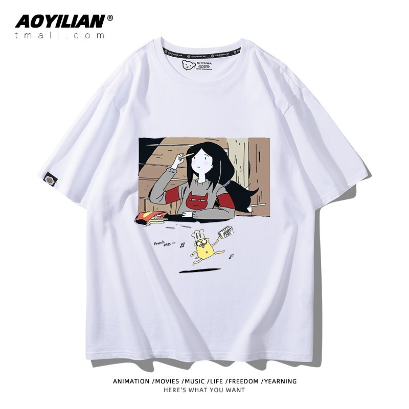 Adventure Time Marceline Co-Branded คู่ Marcy Crewneck แขนสั้น Anime Adventure Time เสื้อยืดสําหรับผ