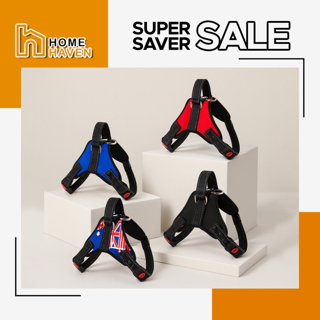 HOME HAVEN Tali Anjing อุปกรณ์สําหรับสัตว์เลี้ยงสายจูงสุนัขสายรัดสุนัขขนาดใหญ่สายรัดหน้าอกเสื้อกั๊กส