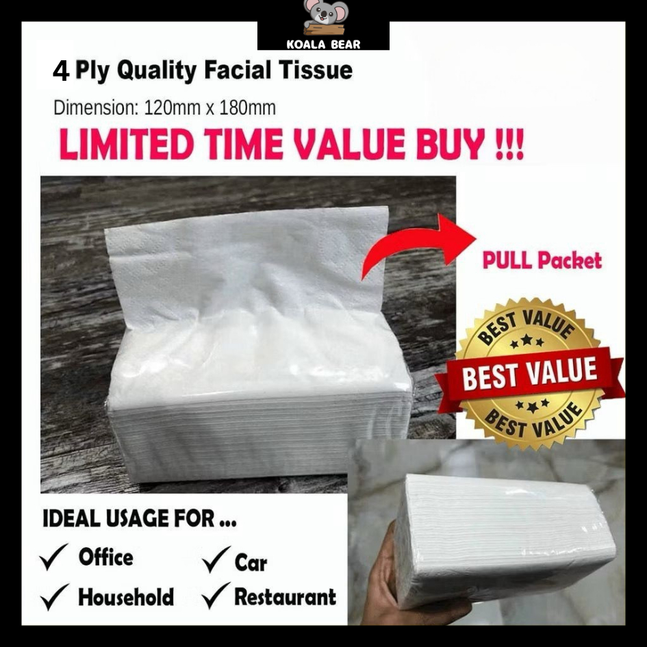 4 PLY BAMBOO SOFT FACIAL TISSUE /FACIAL TISSUE / QUALITY FACIAL TISSUE PAPER WIPES PACK / SERVIETTE 