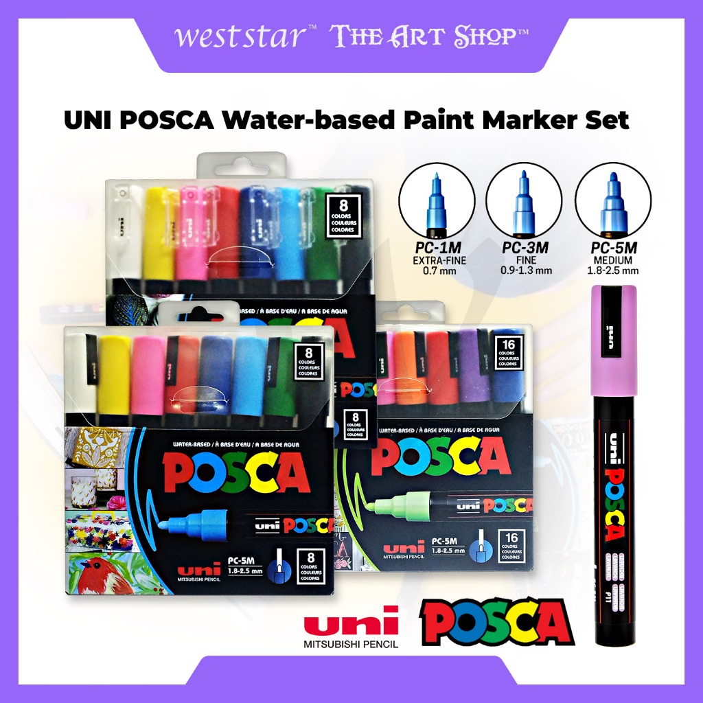 [WE-ARTS] UNI POSCA ชุดมาร์กเกอร์สีสูตรน้ํา ( PC-1M 8C ,8SC & 16C / PC-3M 8C ,8SC & 16C / PC-5M 8C ,