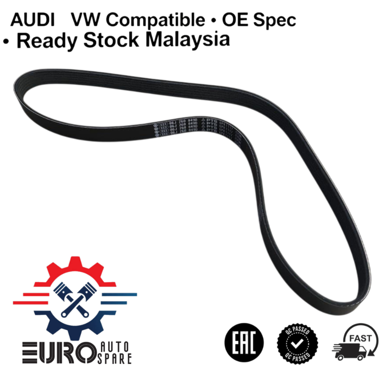 VW POLY V-BELT / เข็มขัดพัดลมสําหรับ GOLF GTI MK6 PASSAT B7 VW CC SHARAN SCIROCCO EOS 5.0 06J260849ด