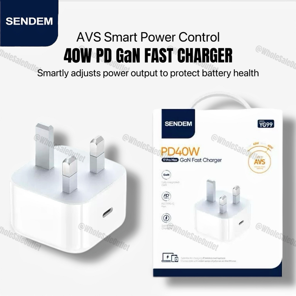 SENDEM 40W / 60W AVS GaN PD USB-C Power Adapter ใช้งานร่วมกับ iP Phone Pad