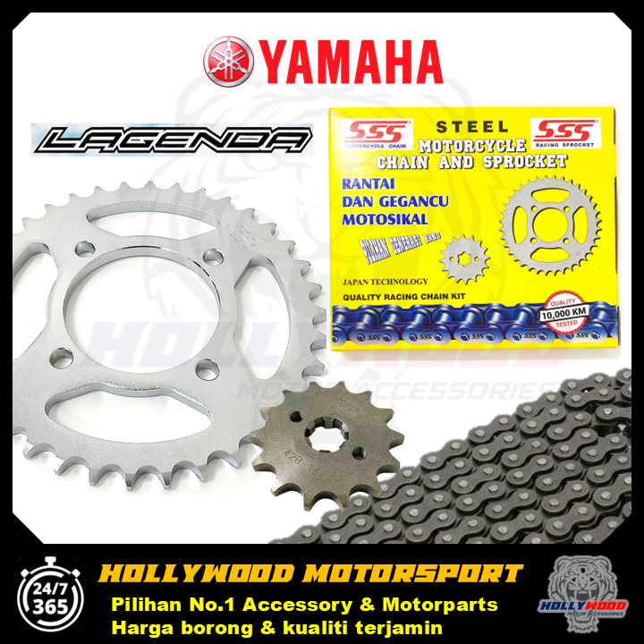LAGENDA SSS CHAIN KIT SET 3 IN 1 CHAIN 428 104L + ALLOY CNC SPROCKET 15T + 34T 35T 36T JAPAN TECHNOL
