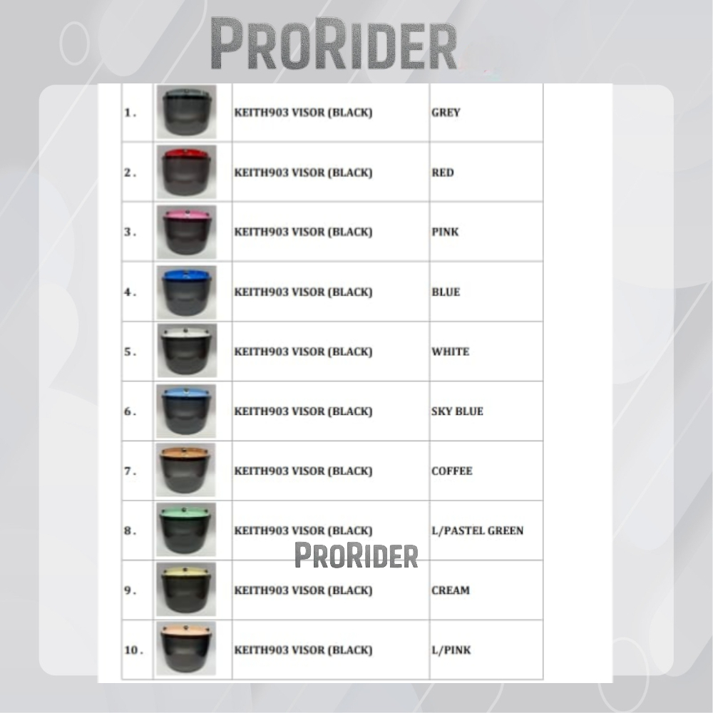 KEITH HELMET VISOR 3 BUTTON SMOKE (CAP 10 COLOUR) SAMA USE (M5 88 , keith 809 , 903)