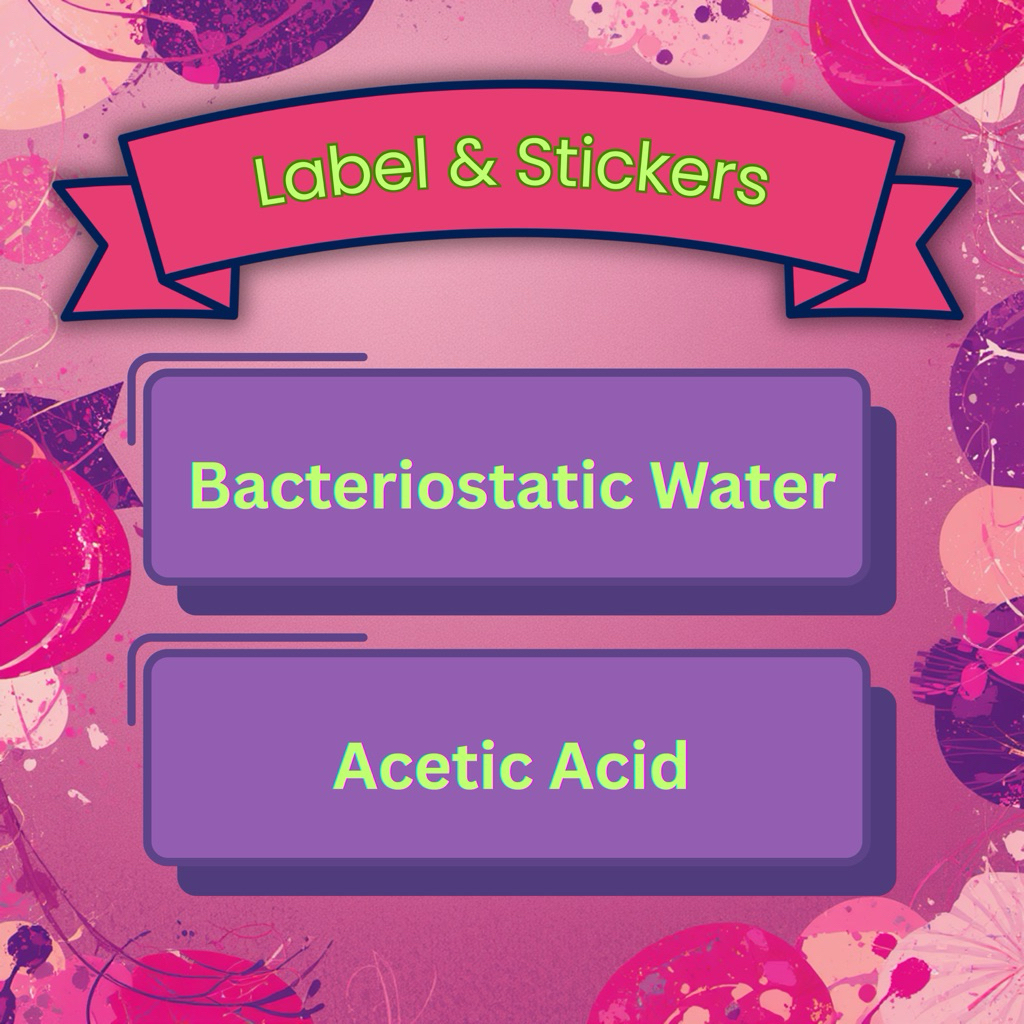 BACTERIOSTATIC WATER ACETIC ACID LABEL & สติ๊กเกอร์