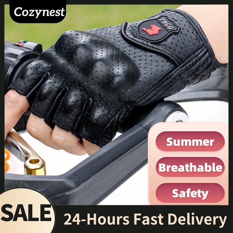 TDGO ถุงมือรถจักรยานยนต์ถุงมือขี่ Half-Finger Motorcycle Racing ถุงมือหนังถุงมือ Rider 防护手套