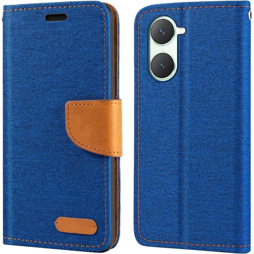 ผ้าหนัง PU Flip Wallet Case Cover Casing สําหรับ Vivo Y28S Y18 Y03 - สีฟ้า