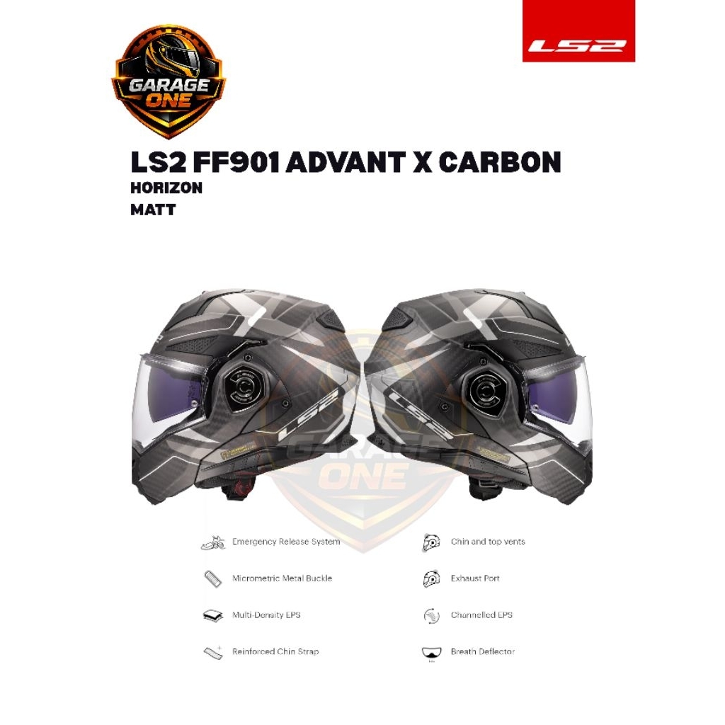 LS2 FF901 Advant X Carbon Modular Helmet Flip Up Helmet หมวกกันน็อคคาร์บอนไฟเบอร์น้ําหนักเบา Touring