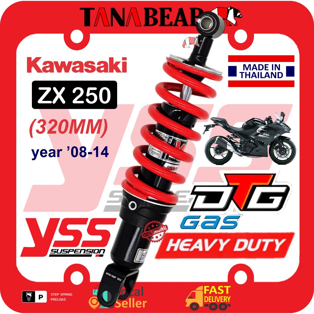 YSS NINJA ZX250 (320MM) HEAVY DUTY DTG โช้คหน้าแก๊ส โมโนโช้ค Kawasaki ZX 250 by TANAbear
