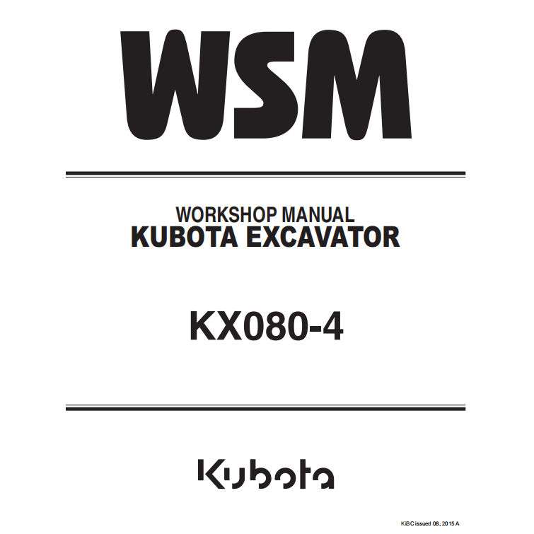 Kubota KX080 KX080-4 คู่มือการประชุมเชิงปฏิบัติการ Service Servis Catalog Catalog Cataloge (Pendrive