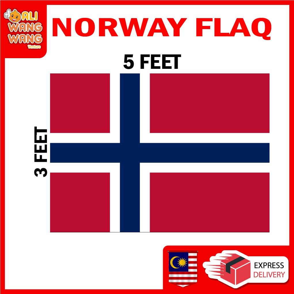 NORWAY FLAQ / 3 X 5 KAKI / / BENDERA NEGARA NORWAY