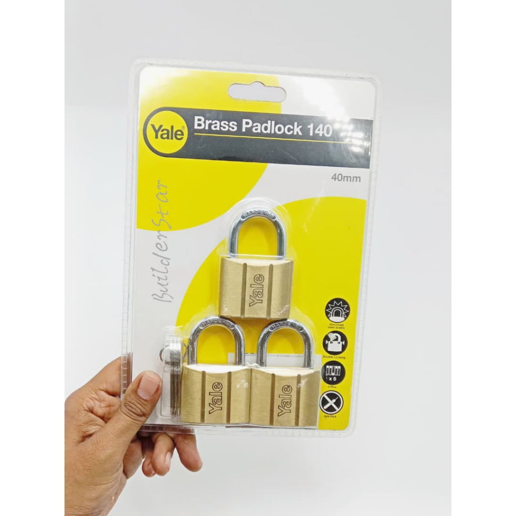 PL140-40KA-3 3PCS 40MM YALE KEYED ALIKE HEAVY DUTY PADLOCK 140