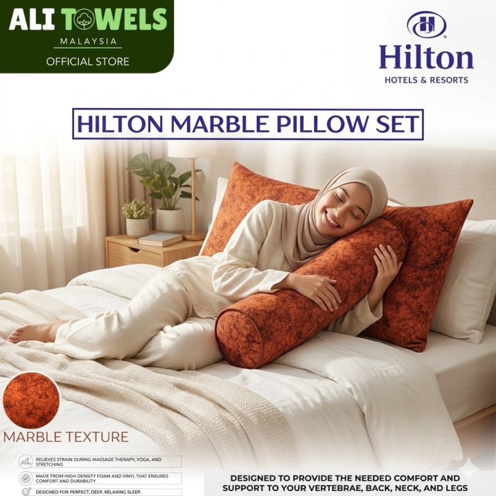 ผ้าเช็ดตัว Ali MARBLE Bantal Peluk Bolster Hilton 3in1 Jumbo Adult Hilton Marble Bantal Set