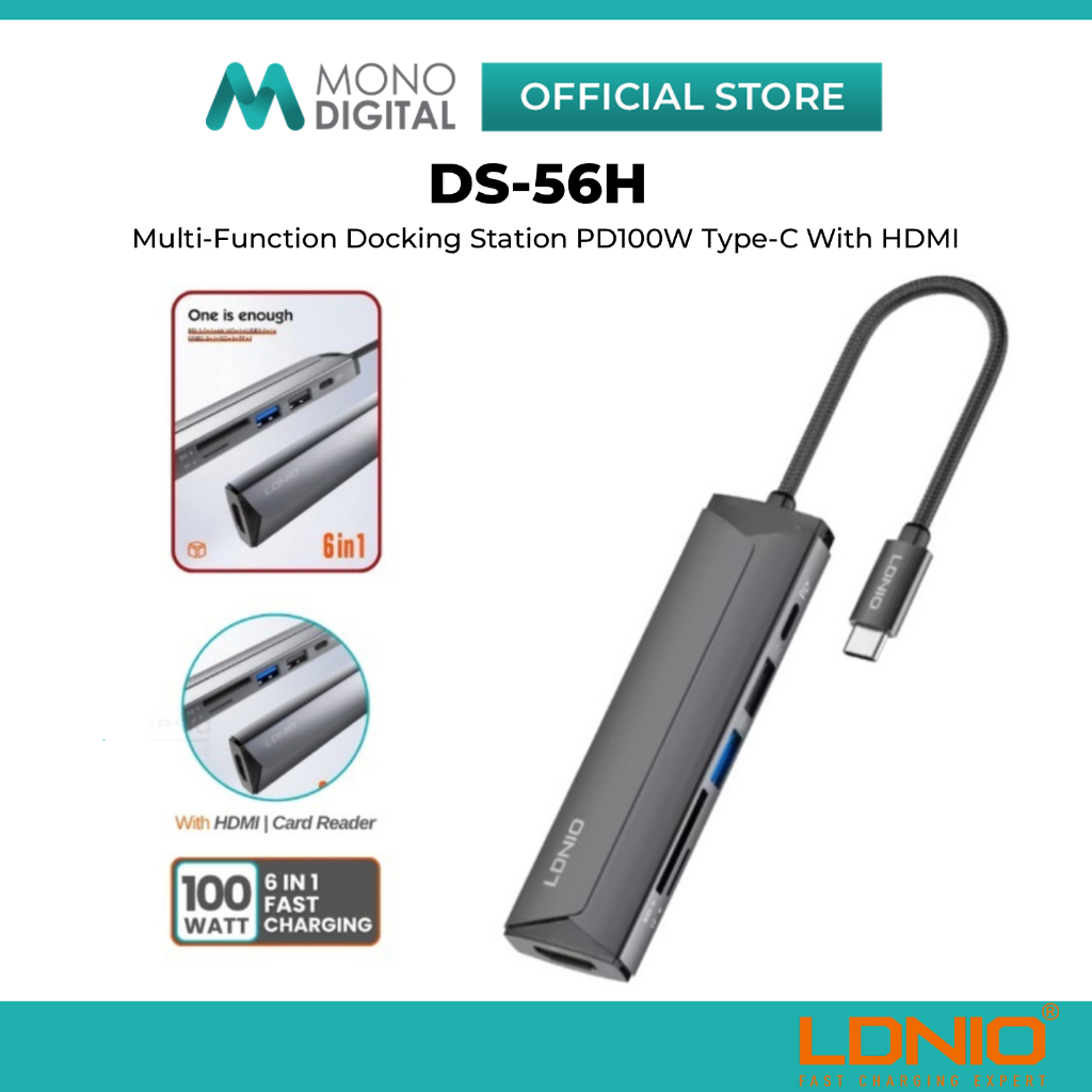 LDNIO DS-56H 6IN1 MULTI-FUNCTION USB-C PD3.0 2.0 DOCKING สถานีพร้อม HDMI 4KHD ข้อมูล TRANSMISSION 5G