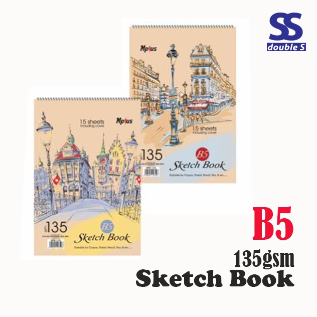 สมุดสเก็ตช์ภาพ B5 Mplus 135gm 15 แผ่น