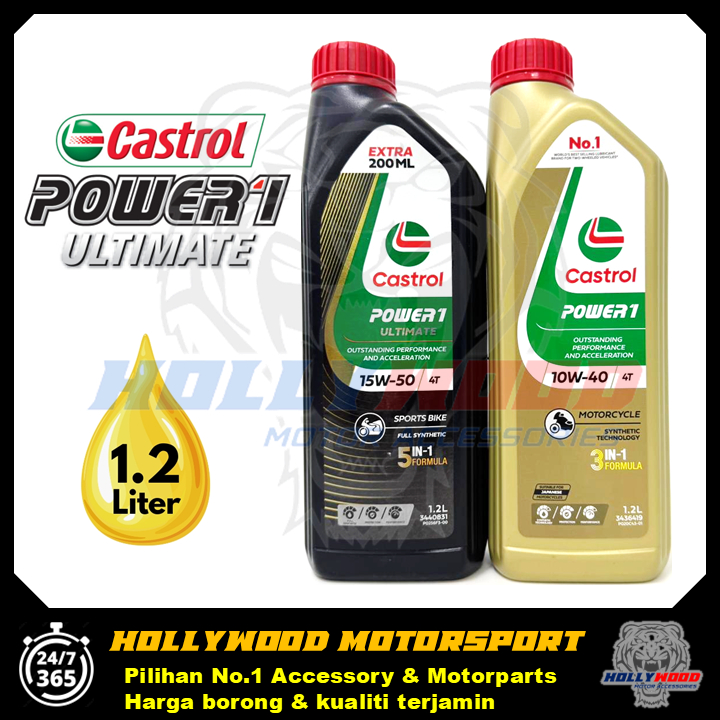 CASTROL 1.2L POWER1 10W40 สุดยอด 15W50 SYNTHETIC ENGINE OIL MINYAK HITAM 4T สําหรับ RS150 RSX150 CBR