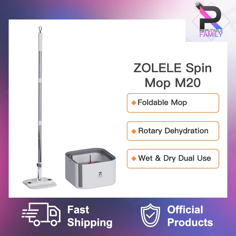 Zolele M20 Spin Mop ชุดถัง Magic หมุน Mop ไม่มีมือซักผ้า Lazy Mops Self-Cleaning Nano ผ้าไมโครไฟเบอร