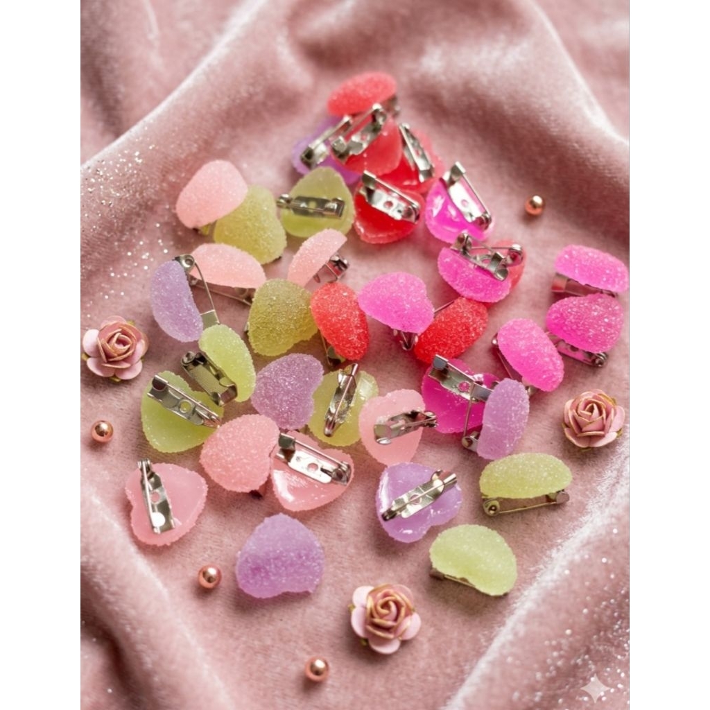 เข็มกลัดลูกอมหมากฝรั่งน้ําตาลน่ารักเข็มกลัดเด็ก Pin Tudung Comel Gula-gula