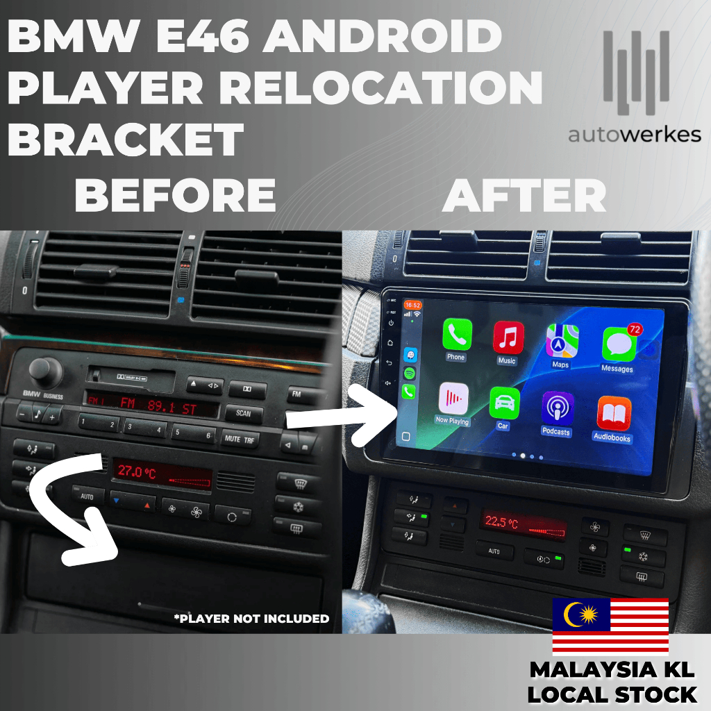BMW E46 2 DIN เครื่องเล่น Android AC Relocation Bracket