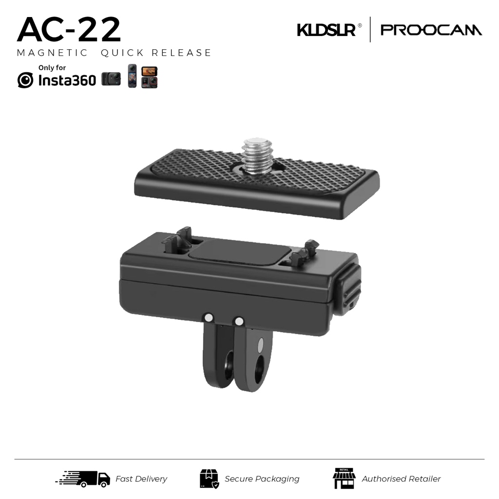 PROOCAM AC-22 ระบบปลดเร็วสําหรับ Insta360 X4, X5, Ace Pro 2, Go Ultra ฯลฯ