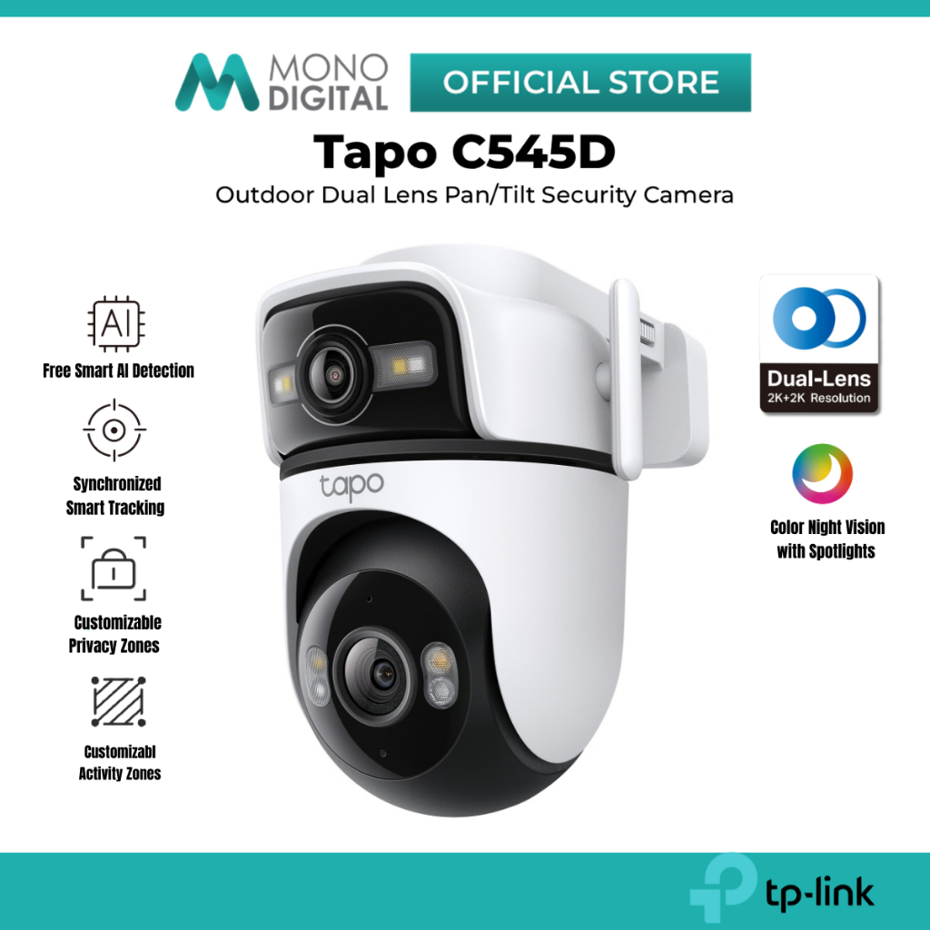 TP-Link Tapo C545D / Tapo C245D / Tapo C246D 2K 3MP Indoor/ Outdoor Dual Lens Pan/Tilt Wi-Fi CCTV กล