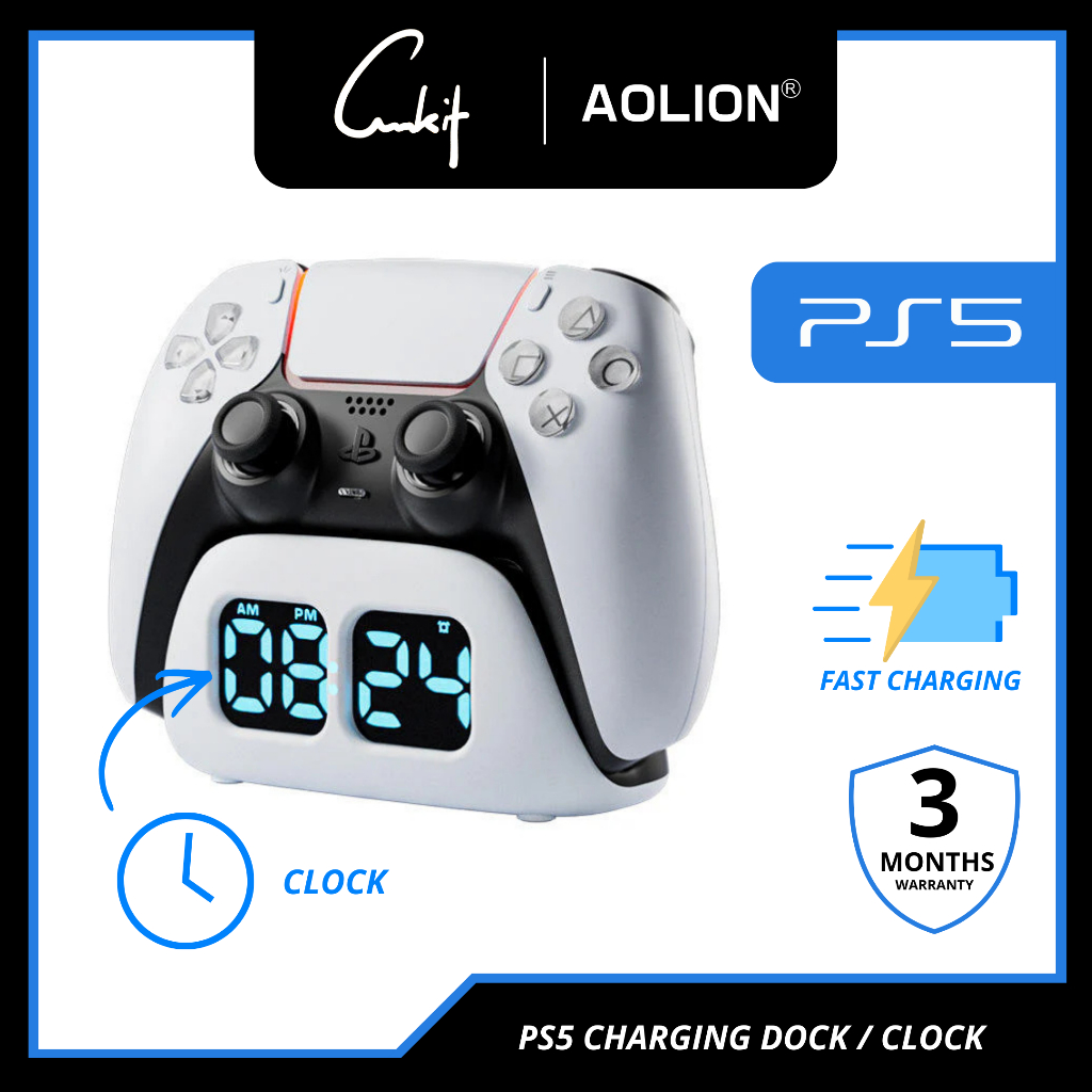 AOLION PS5 Dualsense Controller นาฬิกาแท่นชาร์จ Fast CHARGING Station