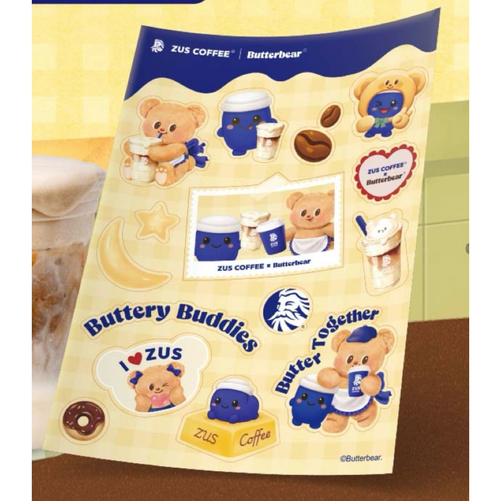 Butterbear Sticker Buttery Buddies Butter Together Zus Coffee พิเศษ