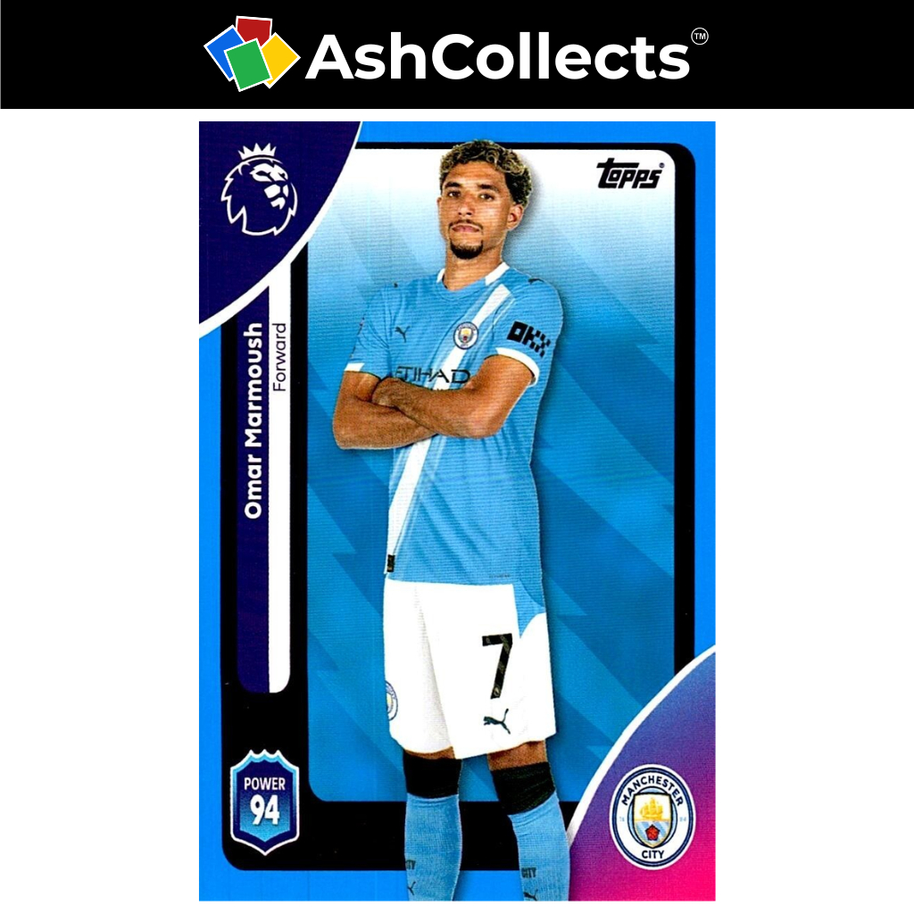 Topps Premier League 2025 2026 Omar Marmoush Blue Parallel Man City 194