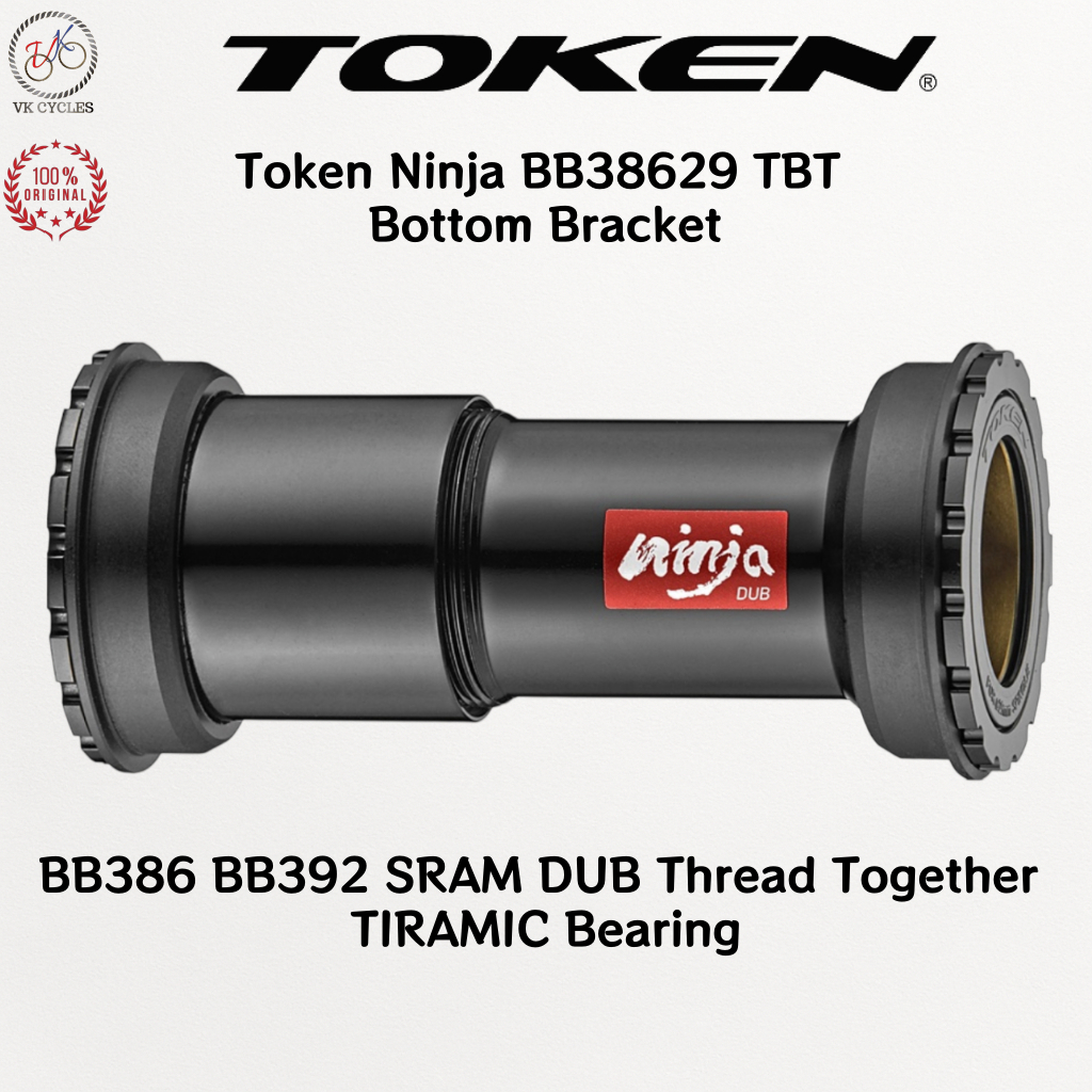 Token Ninja BB38629 TBT Bottom Bracket BB386 BB392 SRAM DUB Thread Together TRAMIC Bearing สีดํา