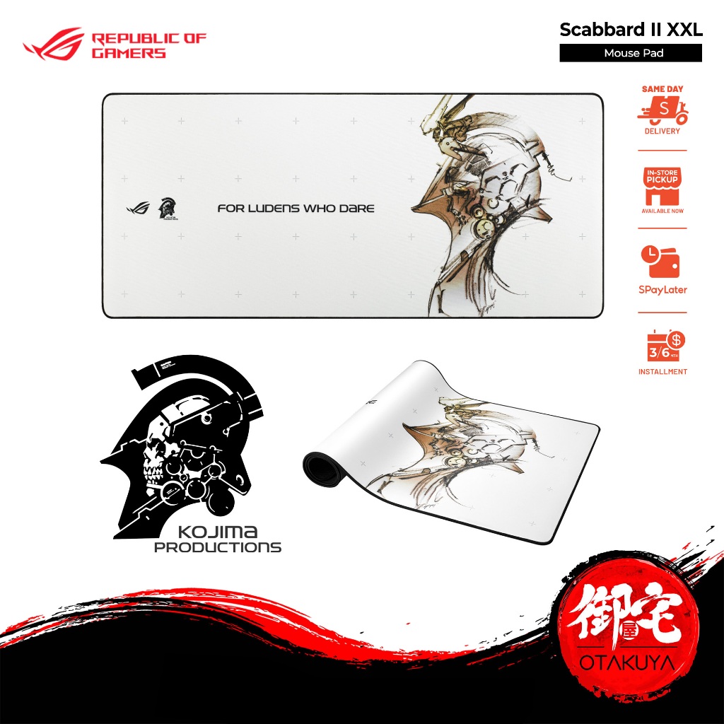 มาใหม่ASUS ROG Scabbard II XXL Kojima Productions แผ่นรองเมาส์สีขาว แผ่นรองเมาส์ KJP