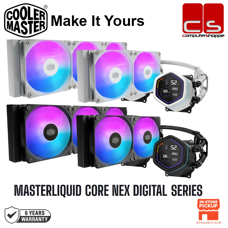 COOLER MASTER MasterLiquid Atmos II Pixel LED 240MM / 360MM AIO CPU Cooler (สีดําสีขาว)