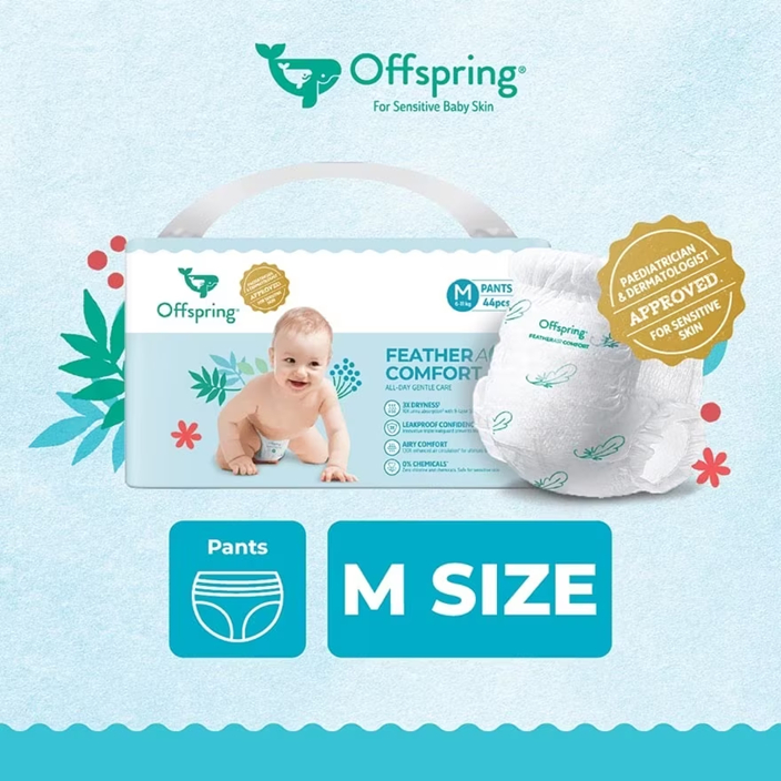OFFSPRING Feather Air Comfort กางเกงผ้าอ้อมเด็ก M - 44 ชิ้น (1 แพ็ค)