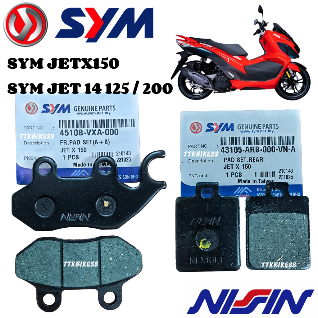 SYM JET-X 150 SYMPHONY-150 JET-14 SYM TUSCANY 150 JETX 150 NIMOTA REAR DISC PAD & BARKE FRONT