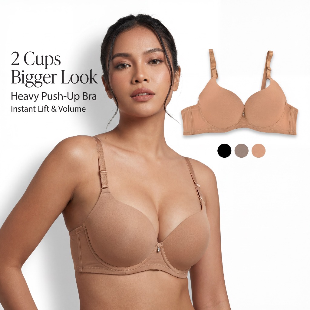 B&C ผู้หญิง Heavy Push Up Bra หนา Padding Underwire Boost Cleavage เสื้อยืด Bra 34-38 A/B ถ้วย (9999