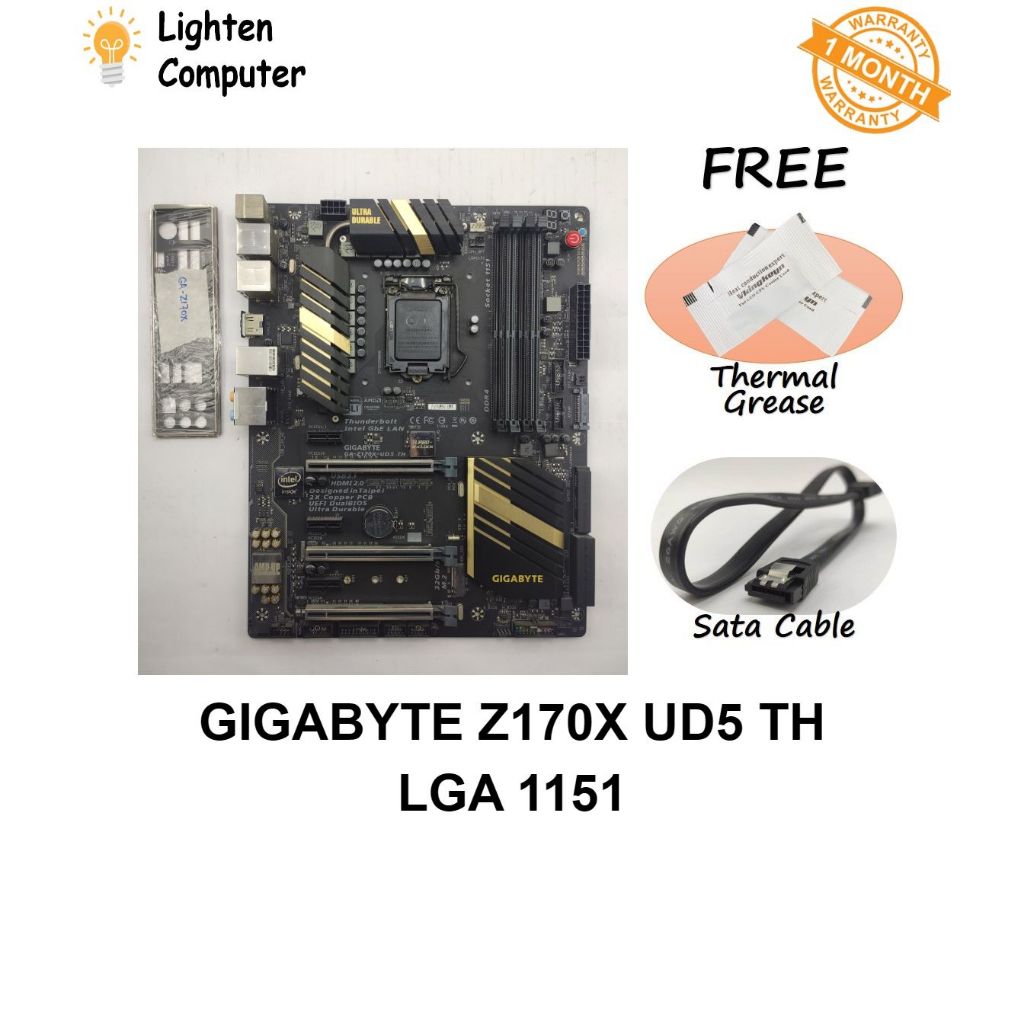 เมนบอร์ด USED GIGABYTE Z170X UD5 TH | Z170X | แอลจีเอ 1151 | Intel 6th, 7th Gen Intel | เอทีเอ็กซ์