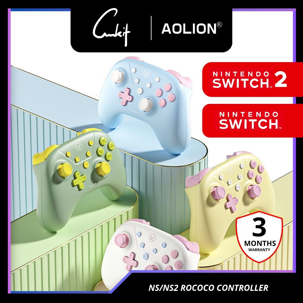 AOLION Rococo Pro Controller สําหรับ Nintendo Switch 2 / สวิตช์ OLED / V1 / V2 / PC / IOS / โทรศัพท์