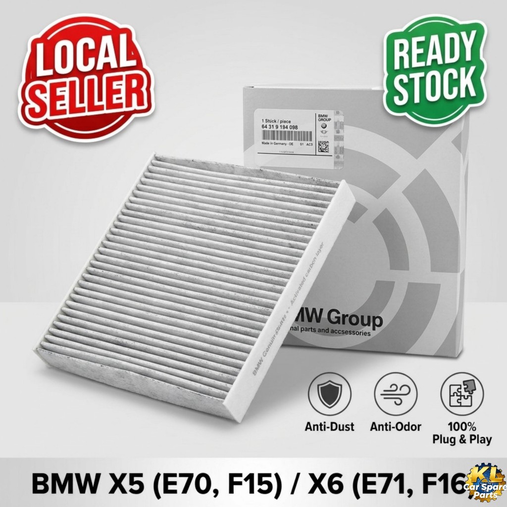 BMW X5 E70 F15 X6 E71 F16 กรองแอร์ กรองแอร์ Active Carbon 64319194098 64316945596 Penapis Aircond