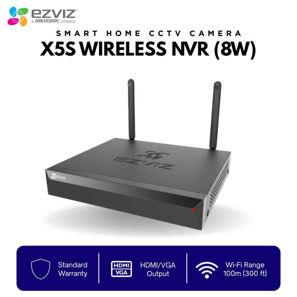 HIKVISION กล้องวงจรปิด EZVIZ (ยี่ห้อ Global Top) X5S-8W Wireless NVR พร้อม HDMI และ VGA รองรับกล้อง 