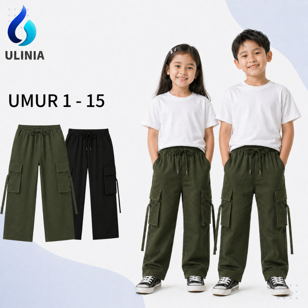 ULINIA Girl Kids Stylish Cargo Pants เสื้อผ้าหลายกระเป๋า