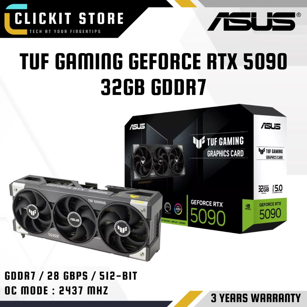 ASUS TUF Gaming GeForce RTXTM 5090 32GB GDDR7 OC Edition Kad GPU กราฟิกการ์ด | TUF-RTX5090-O32G-GM