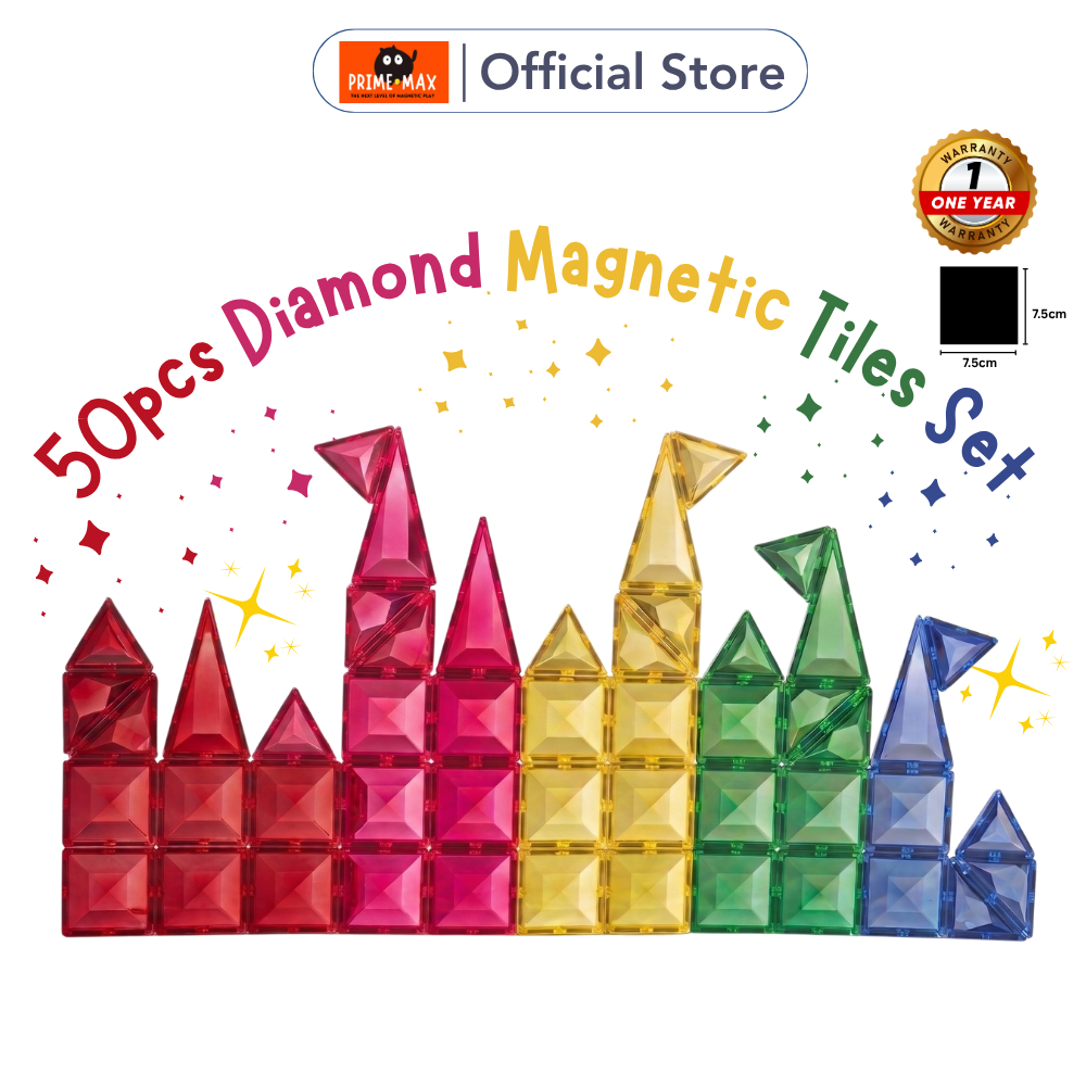 Prime Max 50 ชิ้น 7.5 ซม. ชุดกระเบื้องแม่เหล็กเพชร