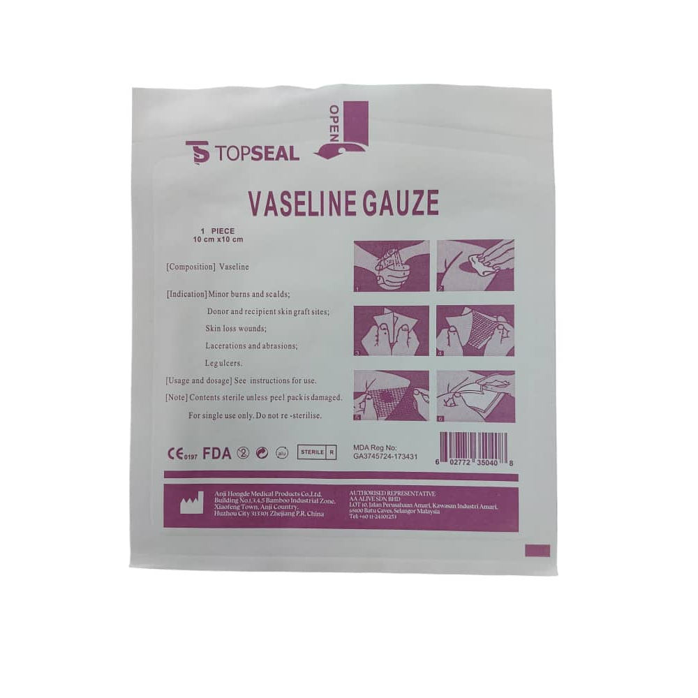 TOPSEAL PARAFIN GAUZE DRESSING 10 ซม.X 10 ซม. 1 ชิ้นชุดอาบน้ํา GAUZE STERILE