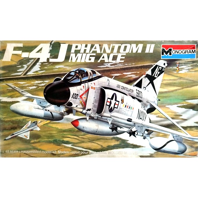 Monogram 1/48 Scale Aircraft Assembly Model Kit F-4J PHANTOM II MIG ACE