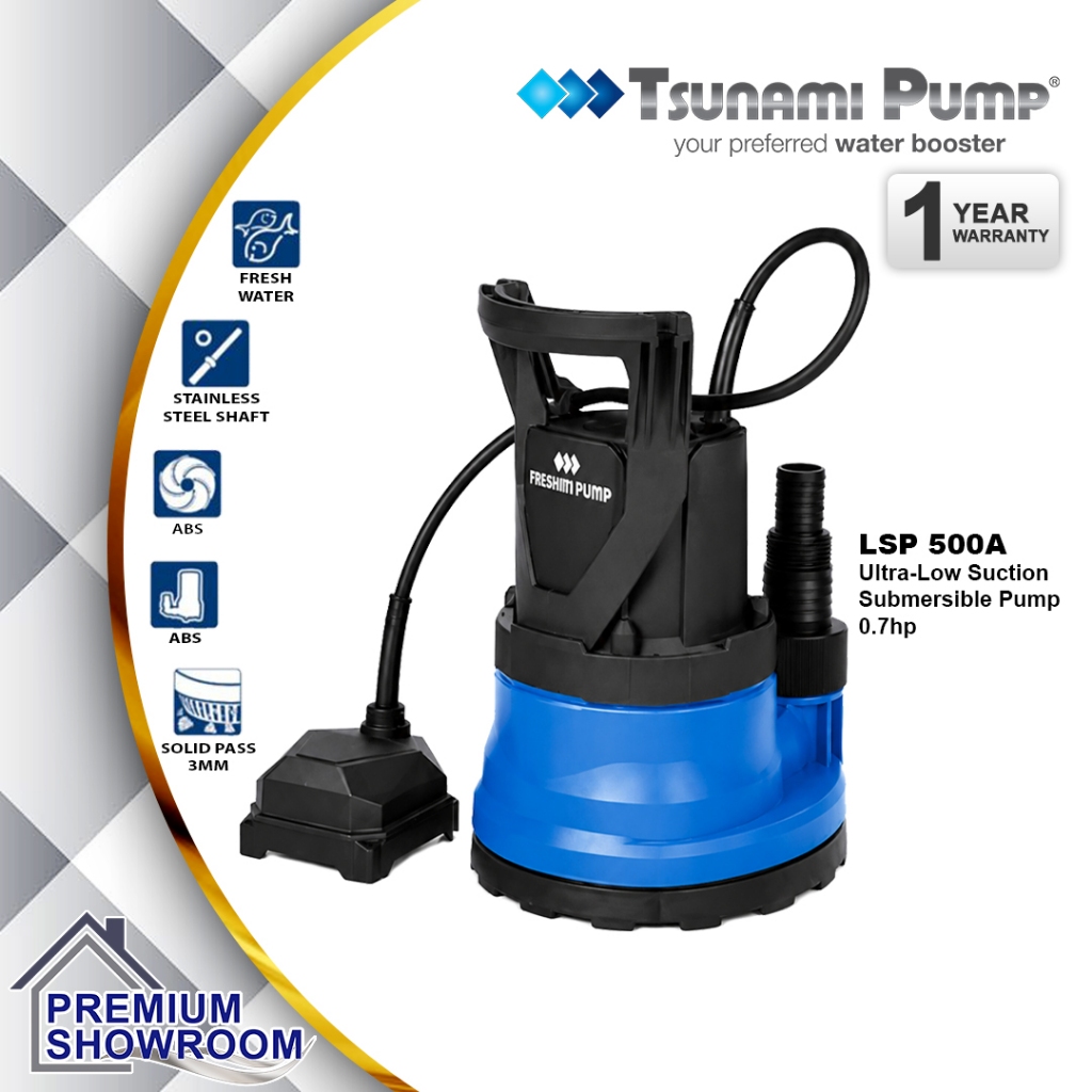 TSUNAMI LSP-500A - 500W 0.7HP 8500l/h ULTRA-LOW SUCTION SUBMERSIBLE PUMP
